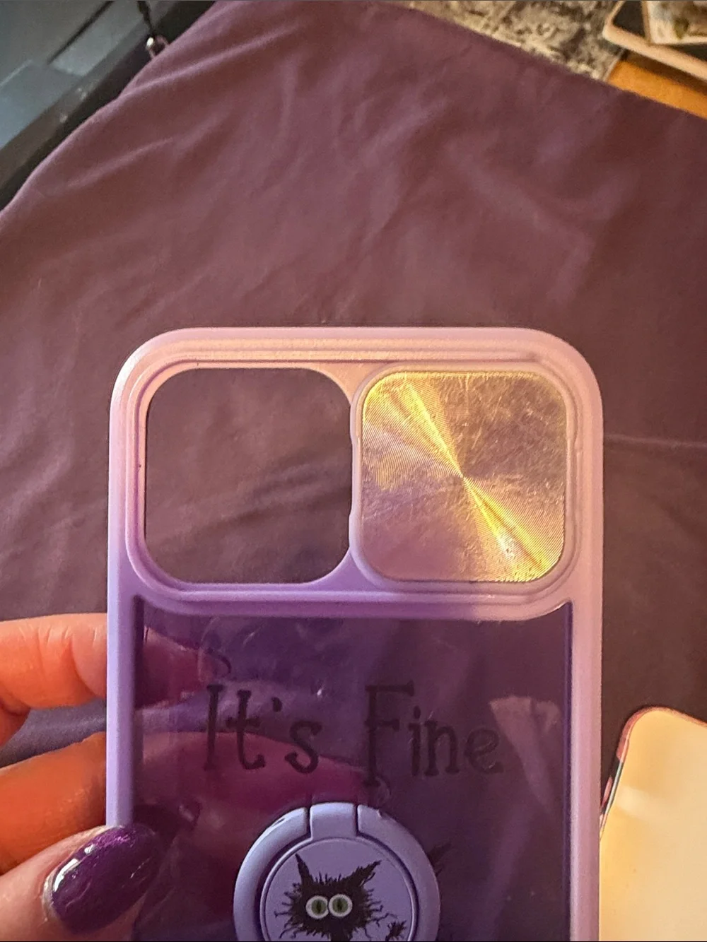 Purple 'It's Fine' Decorative Phone Case with Matching PopSocket
